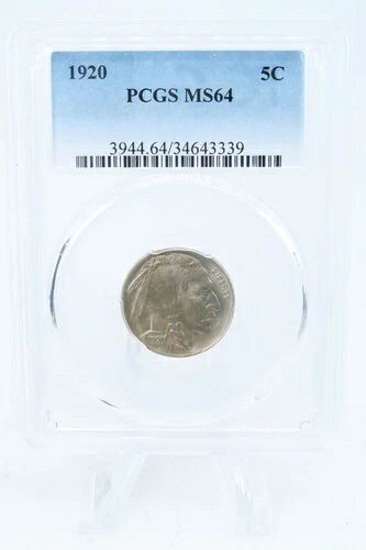 1920年 -P PCGS MS64 バッファローニッケルビジネスストライク 5C-