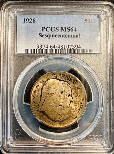 1926年 150周年記念ハーフドル - PCGS MS-64、プレミアム品質