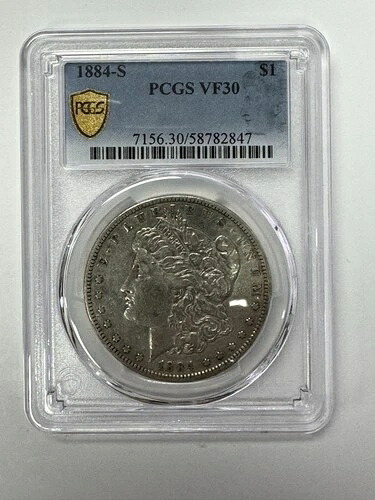 1884年-S モーガンシルバードル PCGS VF30 $1コイン ゴールドシールド-