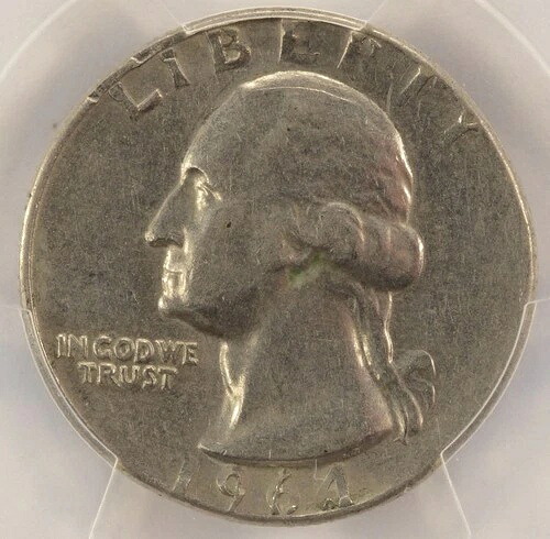 1964年-D 25C ワシントンクォーター ストラック ニッケルプランシェット PCGS AU55-