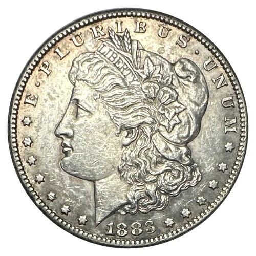 1883年-CC アメリカ シルバー90% モーガン $1ドル～AU～ ナイスライトトーン -美しい!-