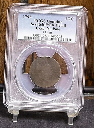1795 C-5b ポールなしハーフセント - PCGS純正スクラッチ-P/FRディテール 115グラム (#61045-L)
