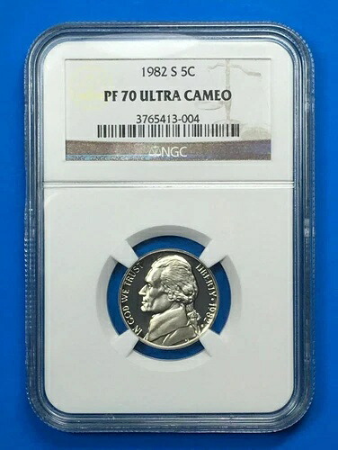 1982-S 5C ジェファーソンニッケル NGC PF70 ウルトラカメオ
