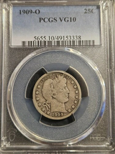 1909年-O バーバークオーター * PCGS VG10 * キー日付 * 712,000 鋳造 * R-4.5-