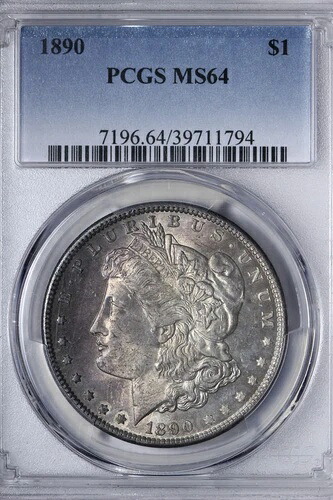 BU 1890 モルガン銀貨 PCGS MS64 美しい色調！AZCEU