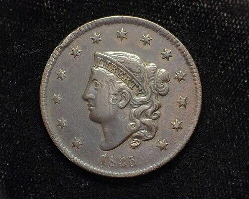 HS&C: 1835年 ラージセント ドレープバスト スモール 8つの小さな星。XF - 米国コイン