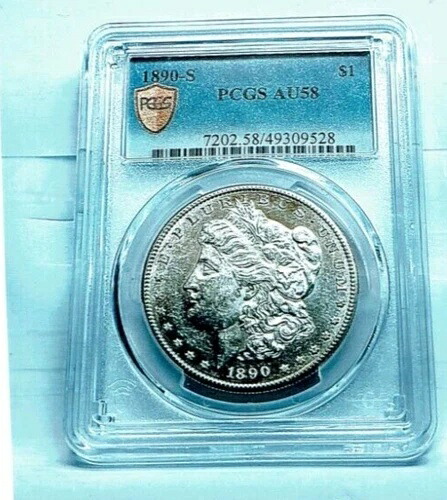 1890-S モーガン AU 58 PCGS ゴールドシールド