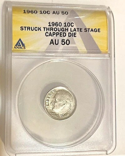 1960 シルバー ルーズベルト ANACS AU-50 ストラックスルー段階後期キャップ ダイエラー交換同様-