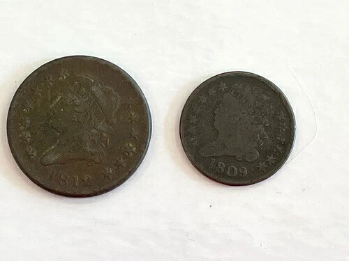 1809年 リバティ ハーフセント&1812年 ラージ セント-