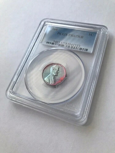 PR67RB 1964 パープル ブルー ピンクトーン レッド ブラウン プルーフ ペニー 1C PCGS グレード レア #4-