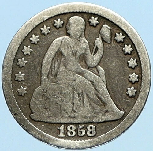1858年 P アメリカ合衆国 シルバー 自由の女神像 ヴィンテージ アンティーク ダイムコイン i98133 77,440円