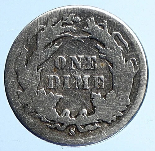 1887年 アメリカ合衆国 銀貨 自由の女神像 ヴィンテージ アンティーク 10セント硬貨 i111002