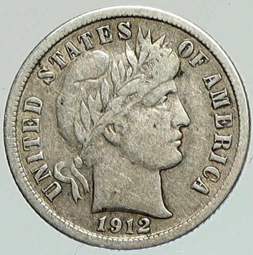 1912年 Pアメリカ国内 シルバー リバティ バーバー アンティーク オールド DIME コイン i112119-