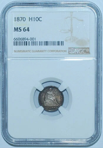 1870年 NGC MS64 自由の女神像半ダイム