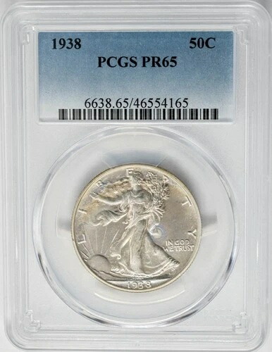 1938年 ウォーキング・リバティ・ハーフ 50セント PR65 PCGS 950631-7