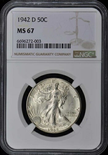 1942-D ウォーキング・リバティ・ハーフダラー 50セント NGC MS67
