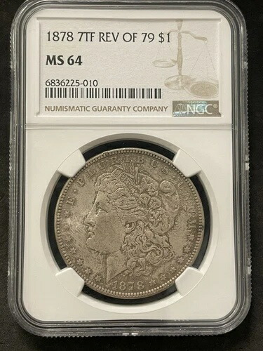 1878年 7TF Rev of 79 モルガン銀貨 NGC MS 64 送料無料。PCHATQIXYPTMN