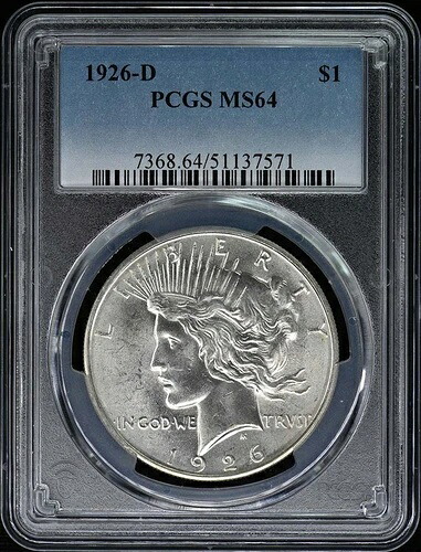 1926-D 1ドル平和ドル PCGS MS64