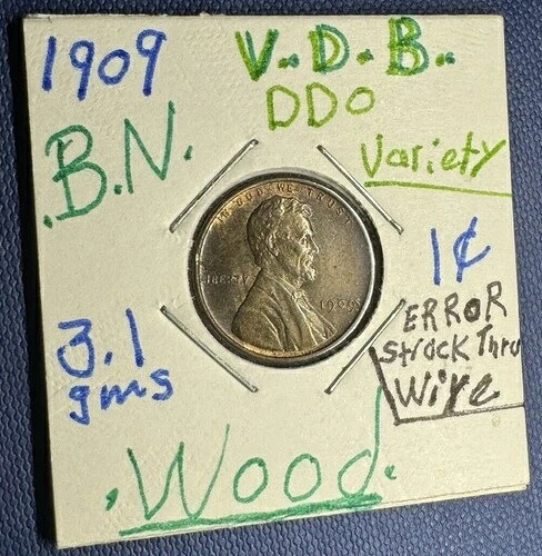 1909 VDB リンカーン ウィート ペニー セント バラエティ DDO VDB エラー スタック GMS ワイヤー経由