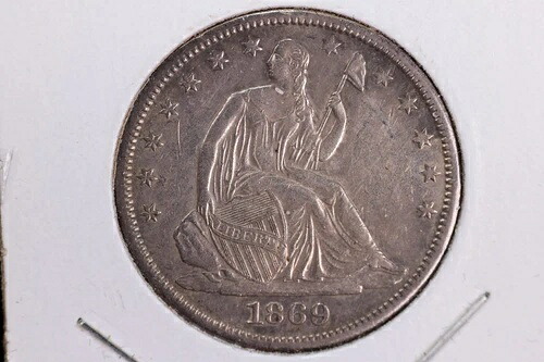 1869-S リバティ・シーティング・ハーフドル、お手頃価格の流通コイン。販売番号：23080960