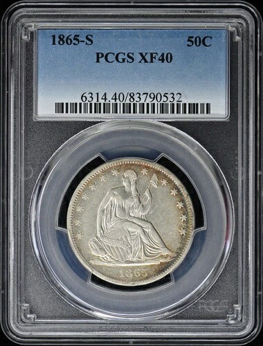 1865-S 50セント自由の女神像半ドル PCGS XF40