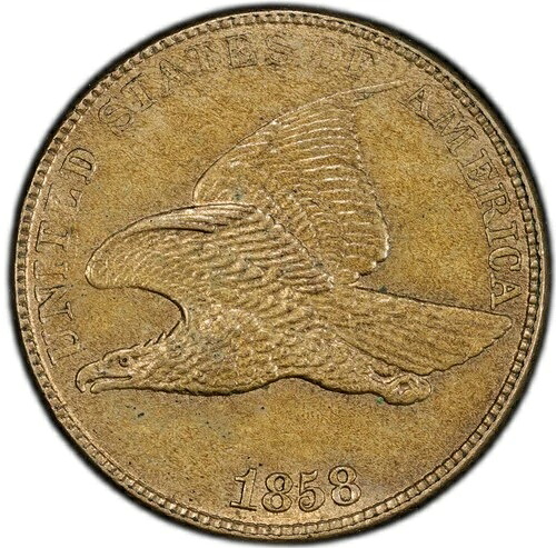フライングイーグル・セント 1858年 ラージレター PCGS AU-58！ 良質コイン！ ほぼ新品！ 154,000円