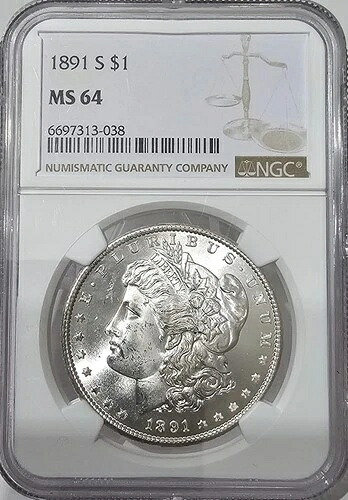 1891-S モルガン・ダラー MS-64 NGC ビデオ