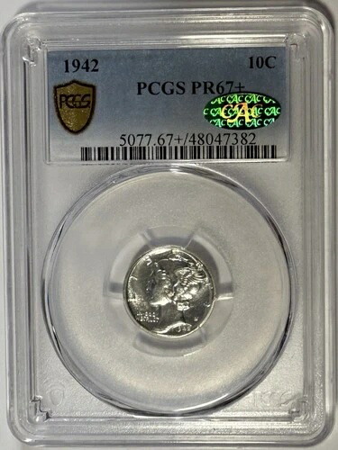 1942年製マーキュリーダイム プルーフ PCGS & CAC PR67+ ??優れた外観の逸品??