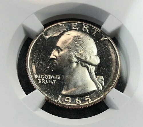 1965年 SMS ミントエラー表面刻印 NGC MS 67 カメオ ワシントン クォーター