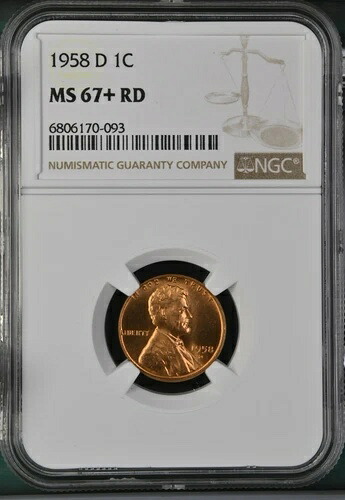 1958-D RD 1C リンカーン・ウィート 1セント NGC MS67+RD 6806170-093