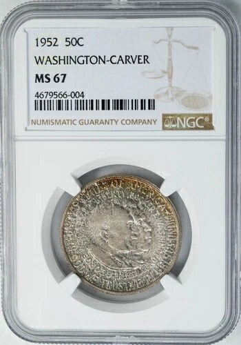 1952年 ワシントン カーバー ハーフ 50セント MS67 NGC 950542-3