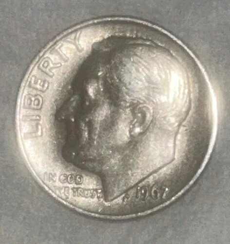 ヴィンテージ レア 1967年 ルーズベルト ダイム ミントマークなし エラーコイン