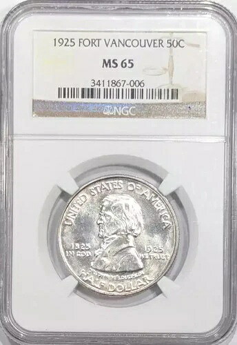 1925年フォートバンクーバー記念ハーフドル NGC MS-65 152,900円