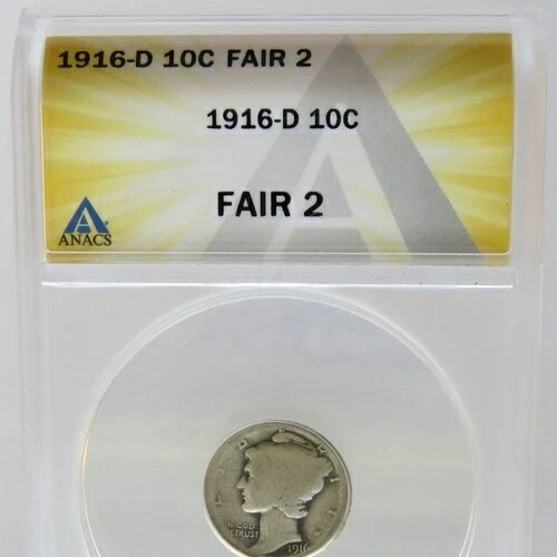 1916-D マーキュリーシルバーダイム ANACS FR 02 - 送料無料 - F#8935