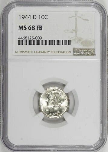 1944-D マーキュリーダイム 10セント NGC MS68 FB フルバンド [BN009]