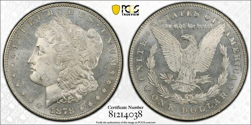 1878年 7TF Rev 1878 モルガン銀貨 VAM-134 PCGS MS64PL ブライトホワイト