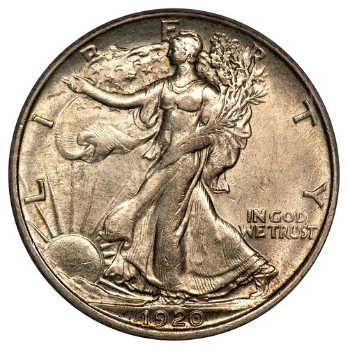 1920年 50セント ウォーキング・リバティ・ハーフドル PCGS AU58