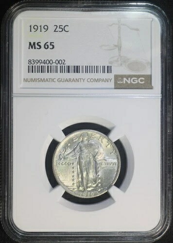 1919年 P スタンディング リバティ クォーター NGC MS65 ジェム BU 光沢 ウェルストラック コイン