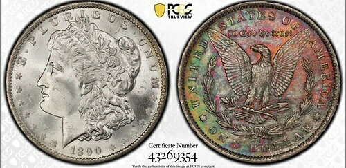 1890 O モルガン シルバー ダラー PCGS MS64 ????素晴らしい改訂版トーニング????美しい