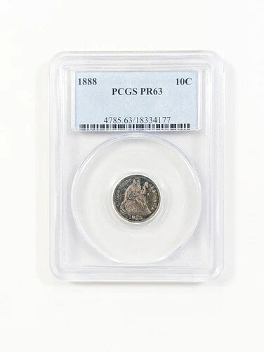 1888年製 シーテッド リバティ ダイム 10セント PCGS PR63 トーン ??