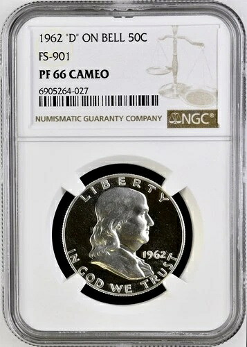 1962年 フランクリン ハーフダラー “D” ベル FS-901 NGC PF66 カメオ - POP OF 1 全グレード
