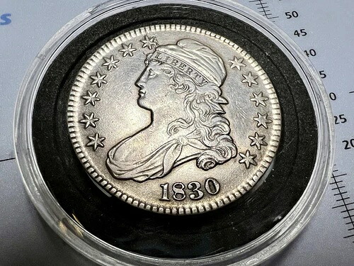 1830年アンティーク 90% シルバー キャップド バスト レタードエッジ ハーフドルコイン シグマ?テスト済み