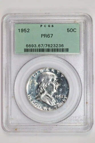 1952 年 プルーフ フランクリン ハーフ ドル PCGS PR67 OGH - 非常に良好!
