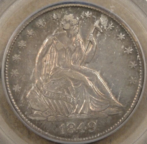1849-O 着席自由の女神像 ハーフ 50セント PCGS 認定 XF45