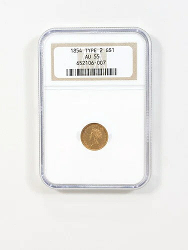 1854年 G$1 インディアン・プリンセス・ヘッド金貨 NGC AU55 タイプ2