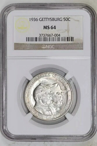 1936年ゲティスバーグ記念銀貨ハーフドル NGC MS64