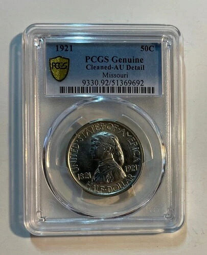 米国 - 1921年 ミズーリ記念銀貨ハーフドル - PCGS 未鑑定詳細