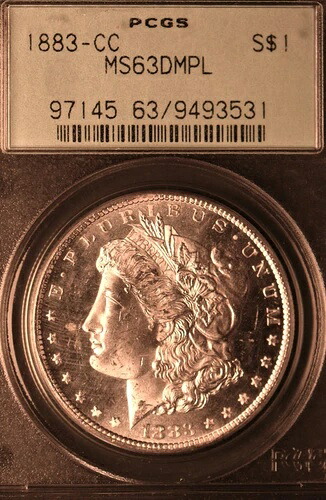 1883-CC モルガン シルバー ダラー | PCGS MS63 PL | プルーフライク | カーソンシティ (OGH)。