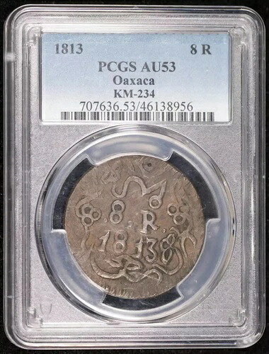 1813年 メキシコ 銅貨 8レアル PCGS AU-53 BN KM-234