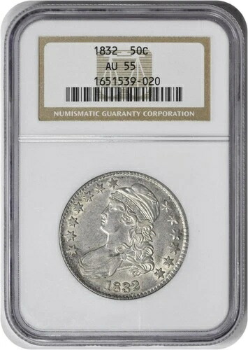 1832年 胸像 銀貨 ハーフドル 小文字 AU55 NGC